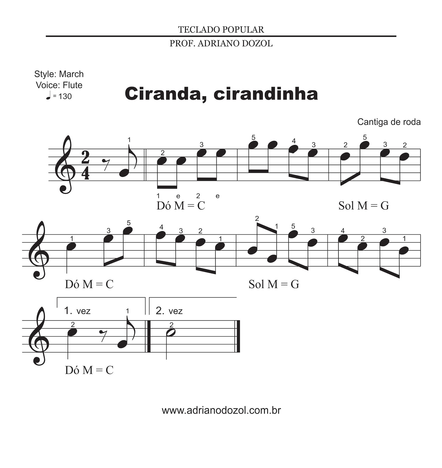 Ó pião  Partituras, Ciranda cirandinha, Atividades de musicalização