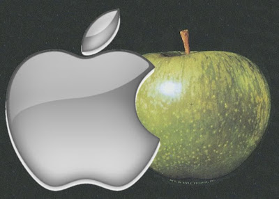 Apples apple logo next to Apple Records apple logo