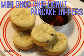 Mini Chocolate Chip Donut Pancake Dippers - cute little pancakes just the right size for dipping! #breakfast