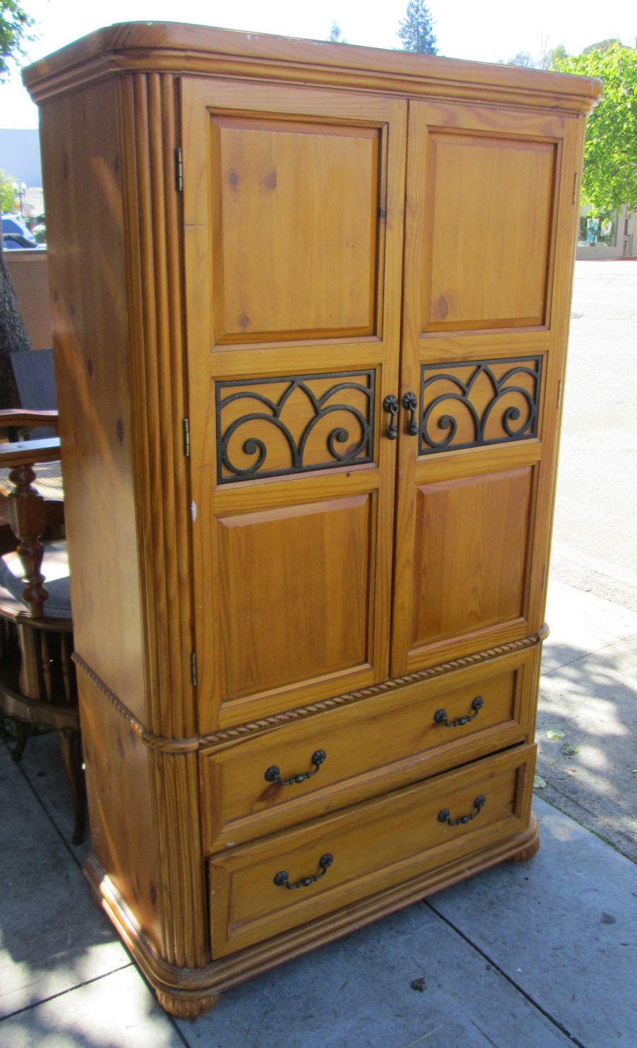 UHURU FURNITURE & COLLECTIBLES SOLD Pine Clothing Armoire 100