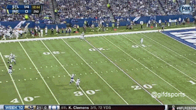 Tavon Austin took a punt return to the house in the first half against the Colts. (Fox)