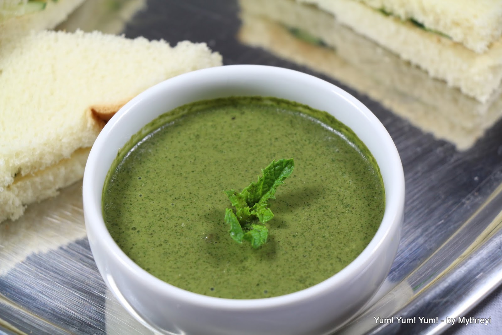 Yum! Yum! Yum! Green Mint Chutney (for Sandwiches) ( from my Garden)