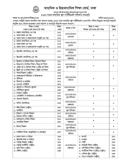 SSC and equivalent Routine 2016 all Education Board Bangladesh SSC and equivalent Routine 2016 all Education Board Bangladesh