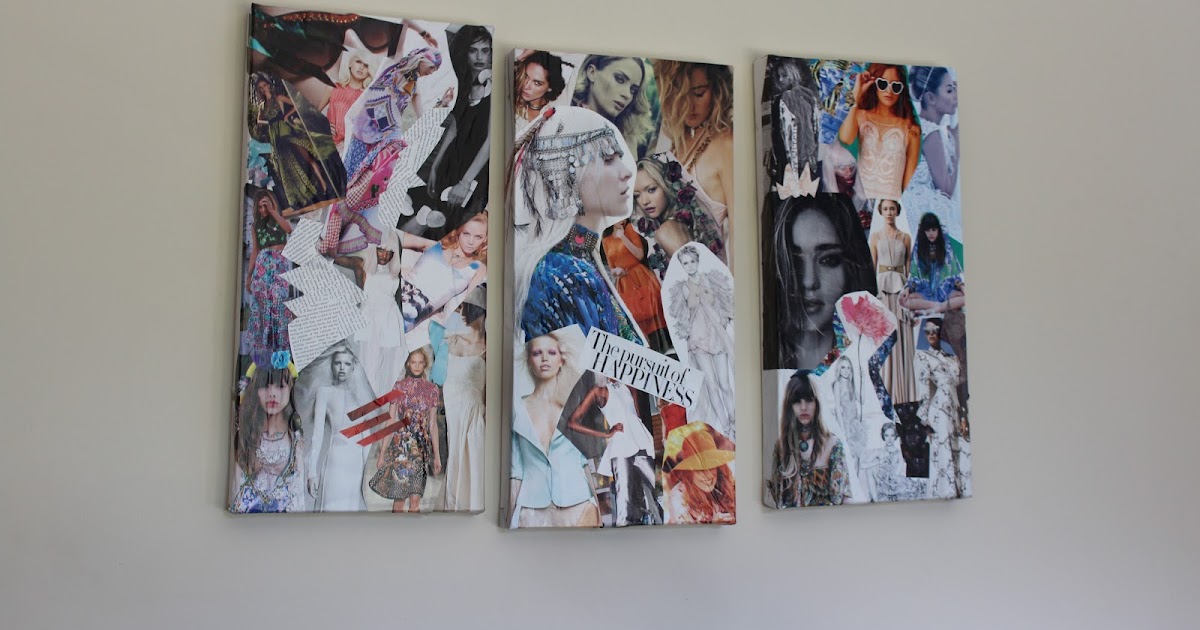 diamonds are for keeps. DIY magazine wall collage on canvas