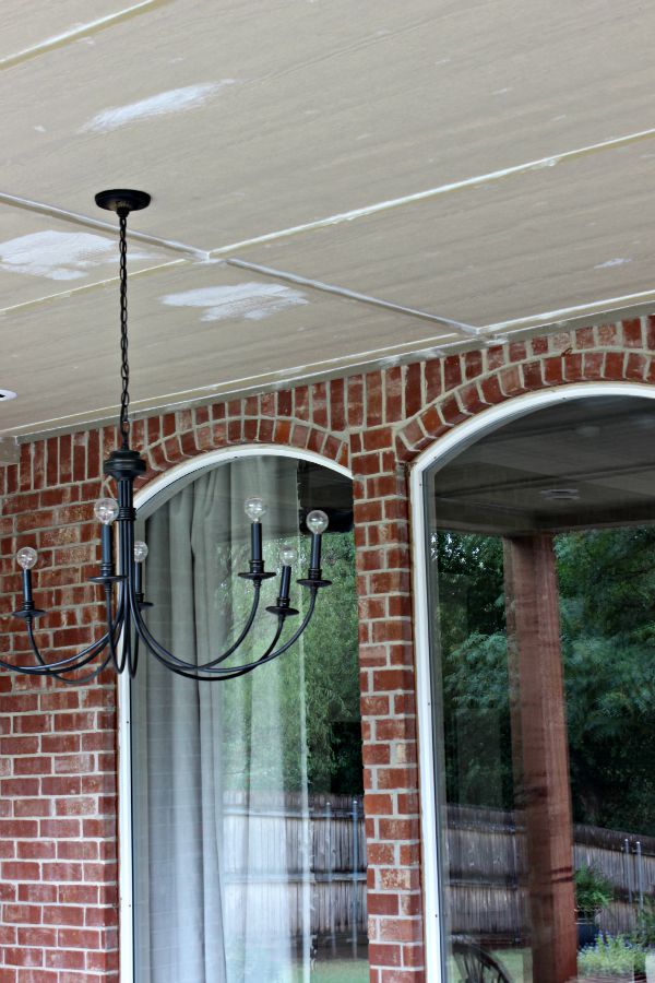 Patio Project Framing And Roof Dimples Tangles An Outdoor Ceiling Fan Over The Sitting Area We Also Had Wiring Run So That Ll Be Able To Have At Fireplace When It S Installed Too