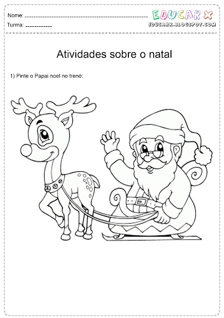Colorindo o Papai Noel e suas renas Hello Kids