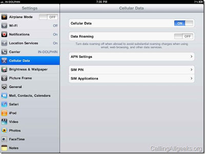 Setting MTNL 3G iPad2 Setting MTNL 3G iPad2, setting parameters iPad2 3G