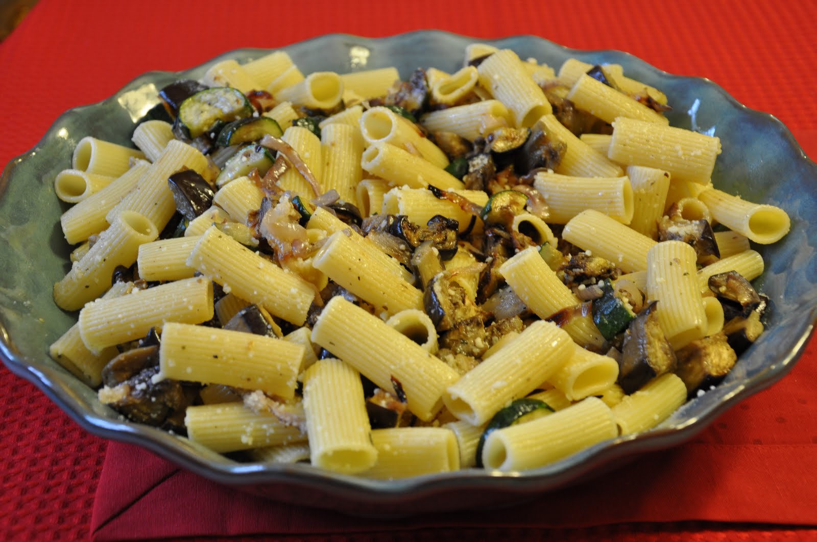 My Italian Grandmother Pasta with Roasted Eggplant, Zucchini and Onions
