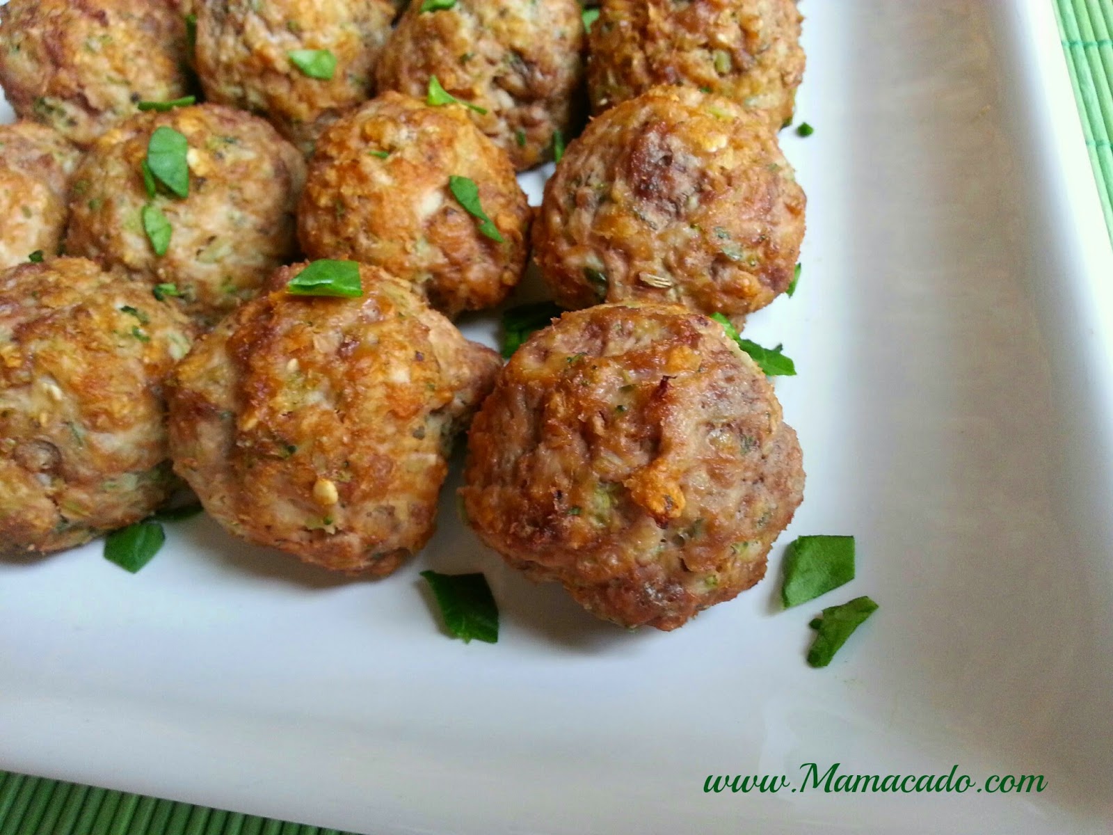 Mamacado Easy Egg Free Italian Meatballs with Broccoli