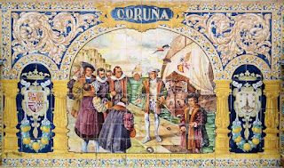 Plaza de España, Sevilla - Azulejo de La Coruña (Motivo Central) Plaza de España, Sevilla - Azulejo de La Coruña (Motivo Central)