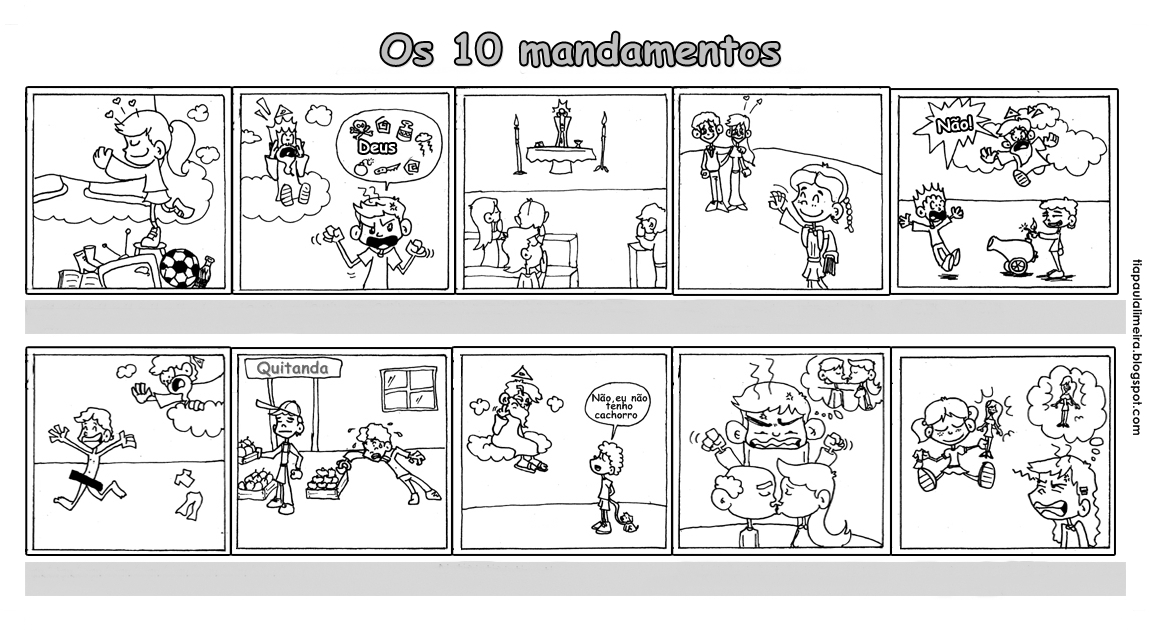 Tia Paula: Os 10 mandamentos em desenho para colorir