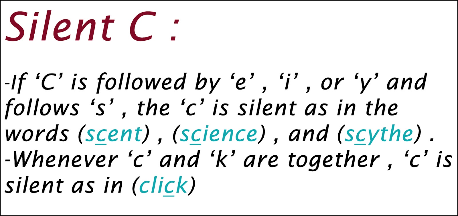 Pronuntiation: Silent letters  Silent+letter+C