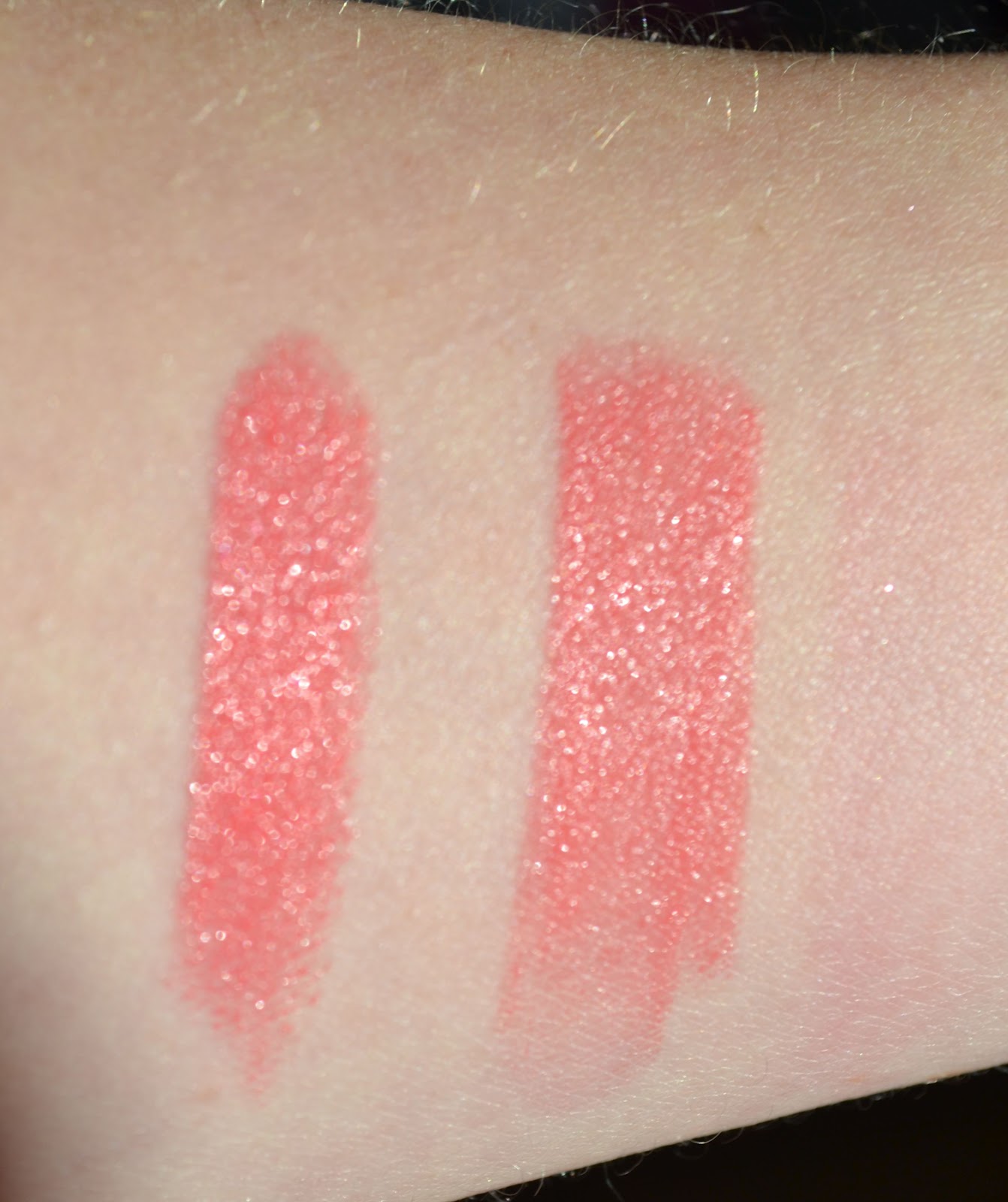 From Left: Mac Watch Me Simmer, Lancome Rose Boudoir.