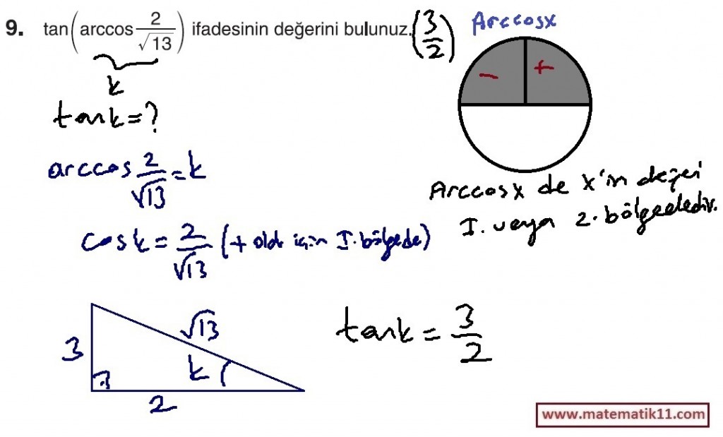11.SINIF İLERİ MATEMATİK KİTABI CEVAPLARI İPEKYOLU YAY SAYFA 191 SORU 9