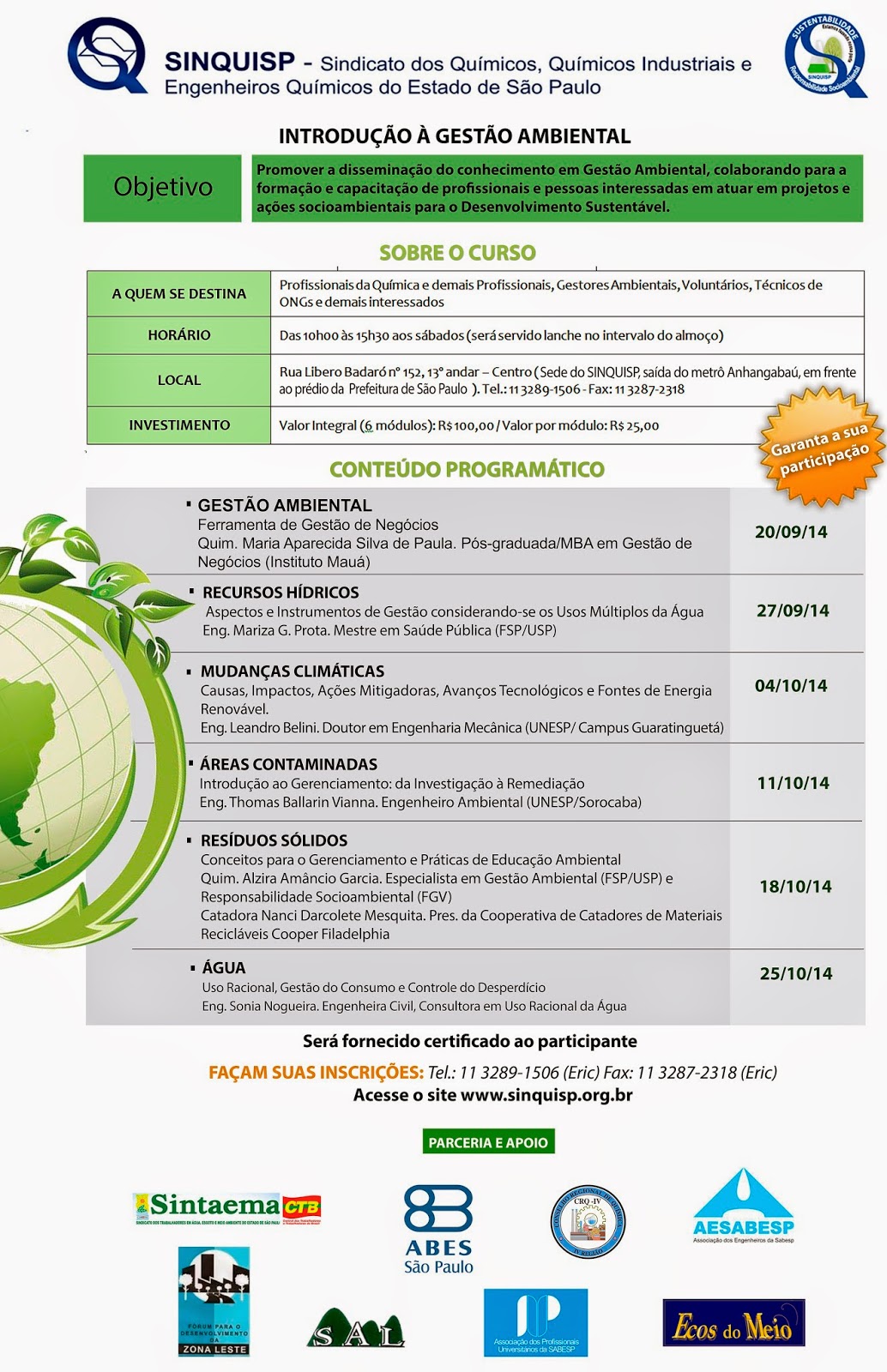 Cursos gestao ambiental