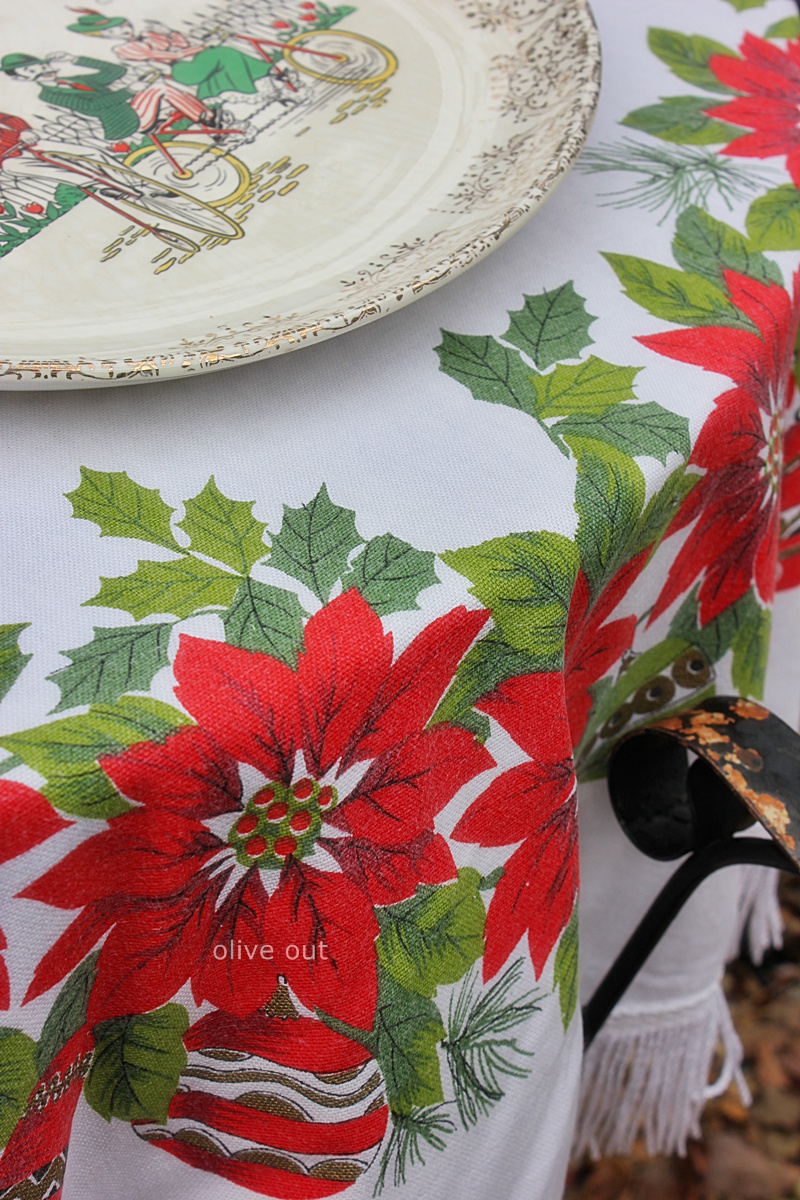 Olive Out Fringed Vintage Tablecloths