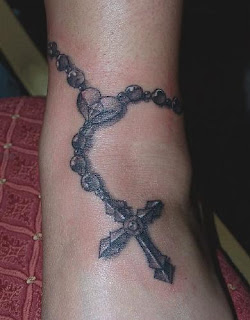 rosary ankle tattoo design