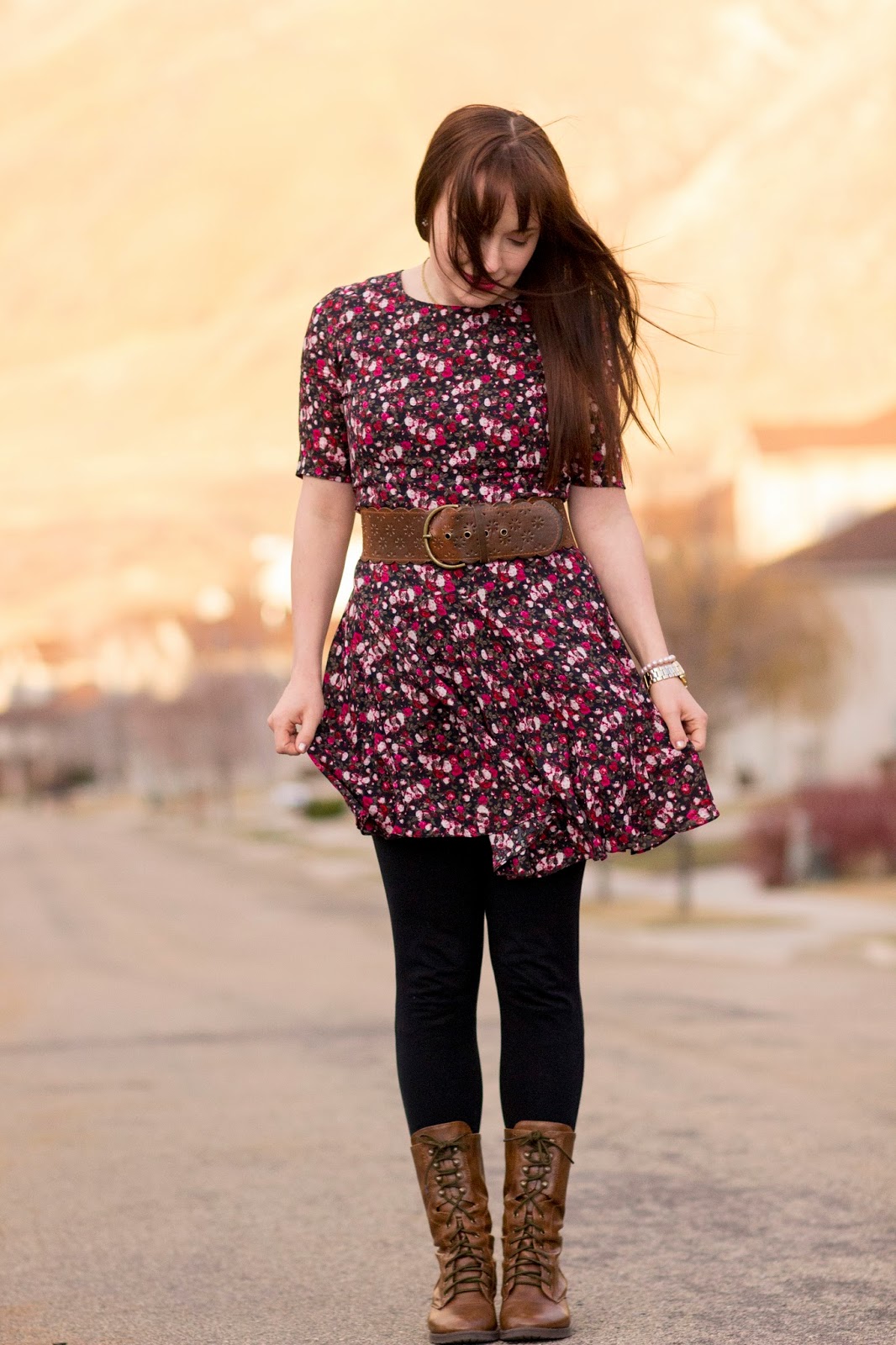 Autumn Klair Mixing Style Spring Floral + Combat Boots