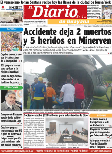 El Diario de Guayana (Bolívar) (22 de Junio 2012) El Diario de Guayana (Bolívar) (22 de Junio 2012)