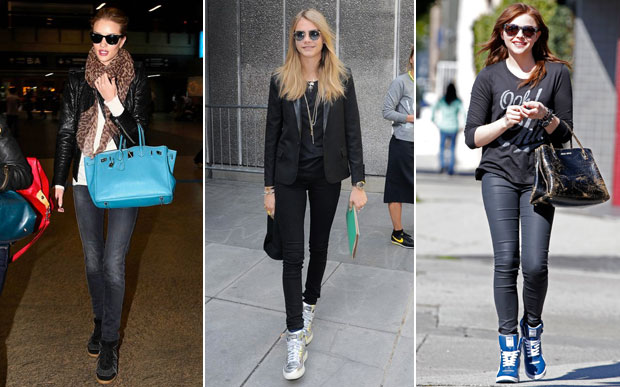 tenis cano alto com legging