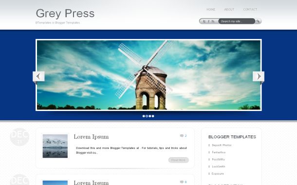 Grey Blue News Magazine Blogger Theme Template Grey Blue News Magazine Blogger Theme Template