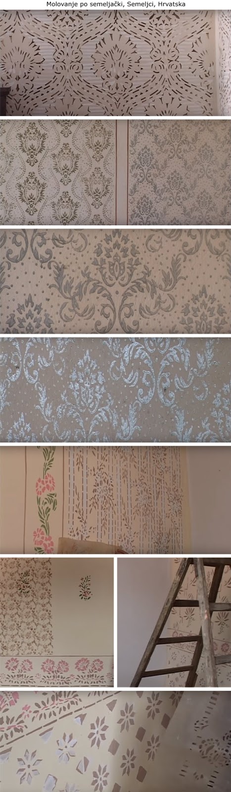 Pareti decorate a rullo, Croatia | Wall decorated with patterned paint rollers | #patternedpaintrollers #stencil | Molovanje po Semeljački | Semeljci, Hrvatska | #šabloni #valjci #moleraj #mustre decorazione, rulli decorativi vintage, wall painting, vintage patterned paint rollers, starinski reljefni valjci za moleraj