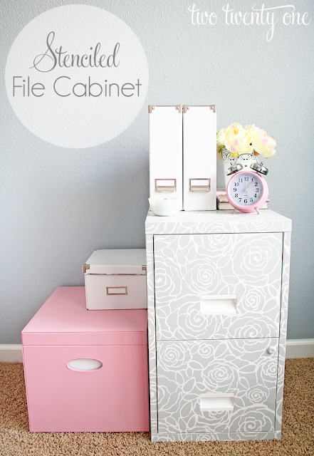 stenciled file cabinet