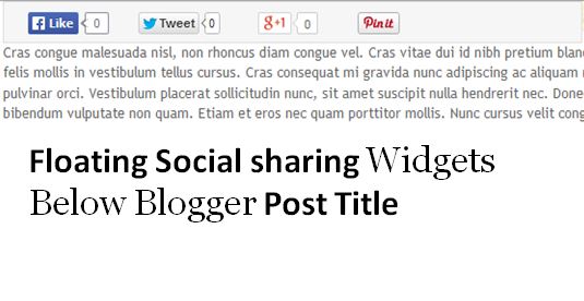 Floating social sharing buttons below blogger post title