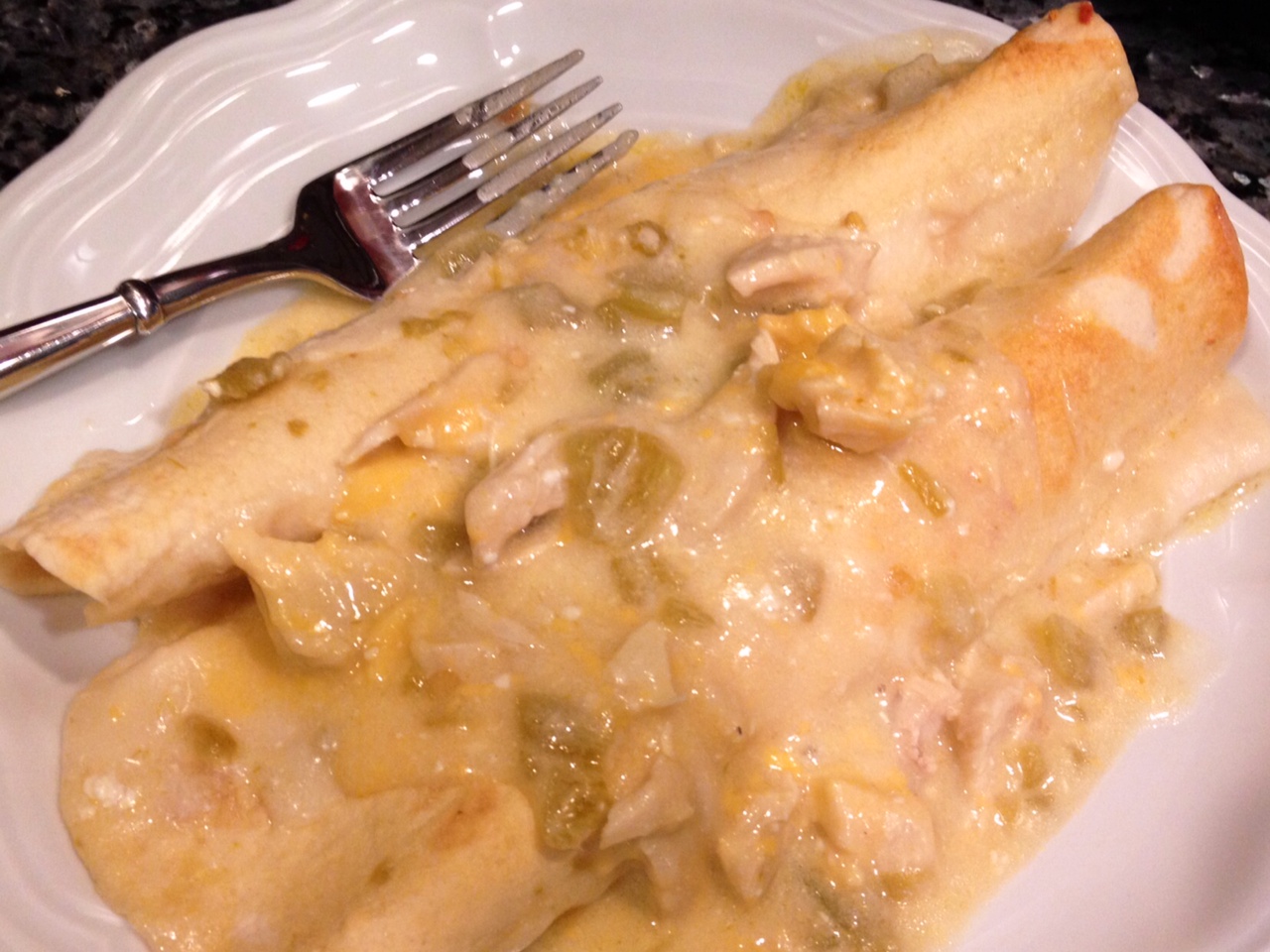 Pineapple Grass White Chicken Enchiladas