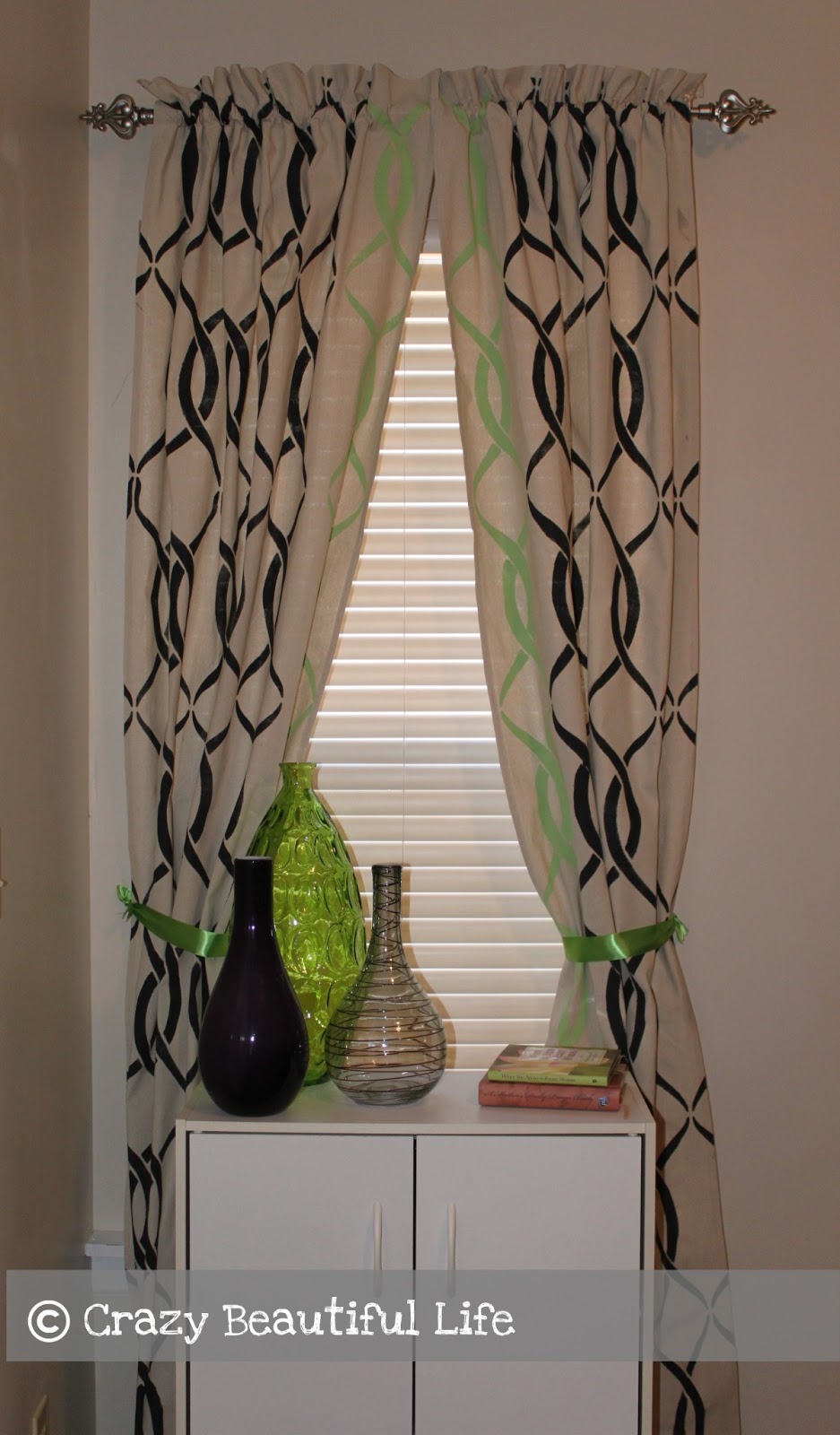 Glitter Glue and Paint Stenciled Canvas Curtains & Giveaway...