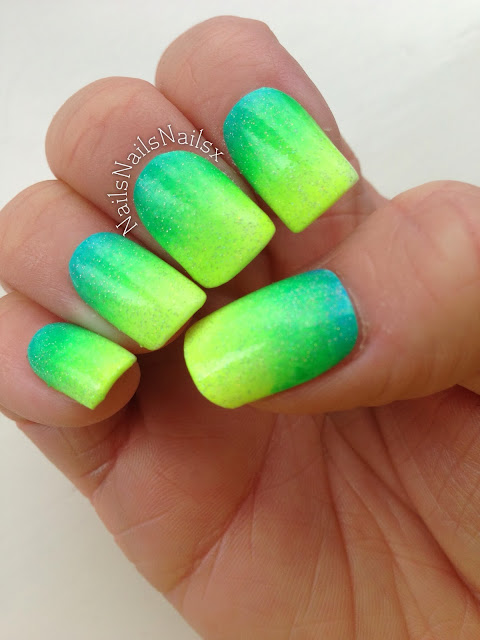 Neon nails, neon gradient nails, summer nails, china glaze gradient