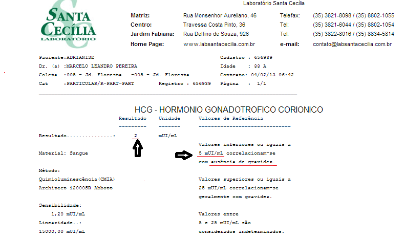 Resultado de exame de dna
