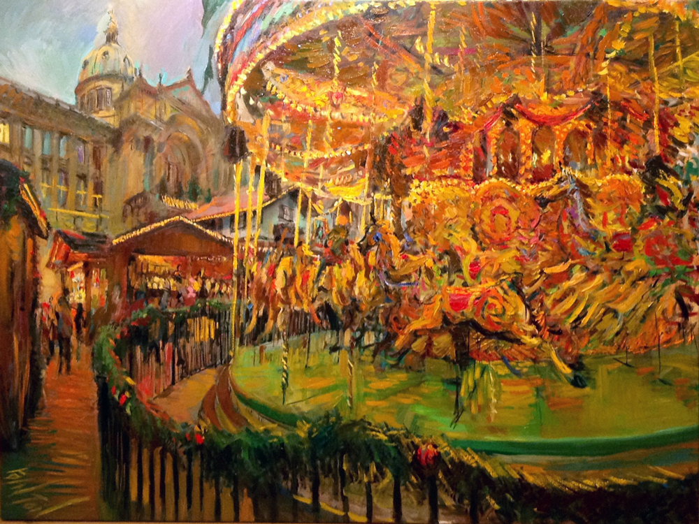 Year of the Boat Oil Painting 56 The German Market, Birmingham