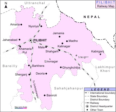 Pilibhit In Up Map Rail-Map-India: Pilibhit-Railway-Map