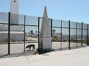 American border markers with Mexico.