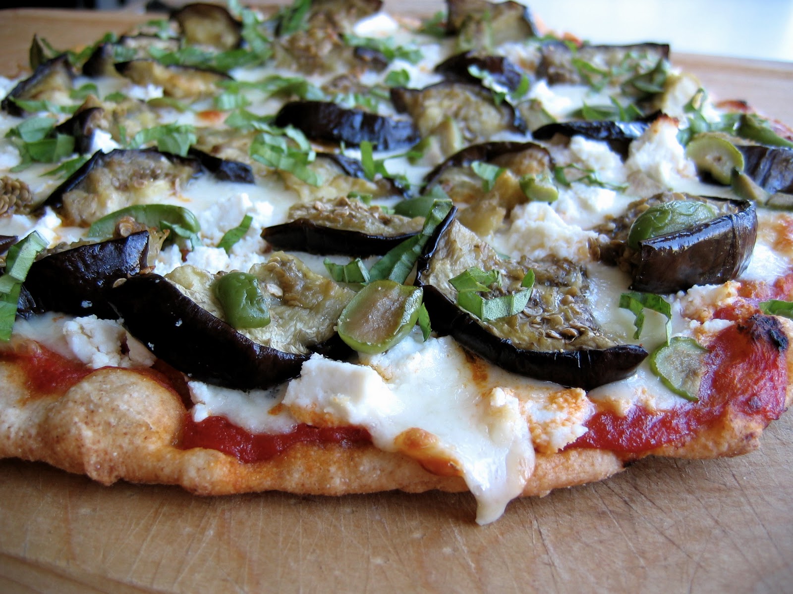 Roasted Eggplant Pizza with Fontina, Ricotta Salata and Olives • The Bojon Gourmet
