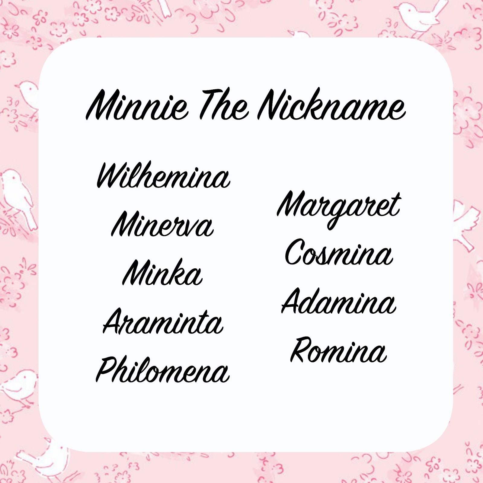 Ren's Baby Name Blog Minnie The Nickname