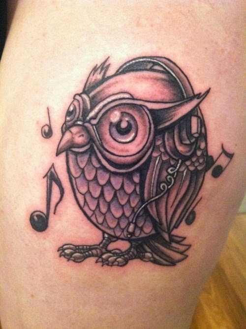 Simple Owl Tattoo Thigh