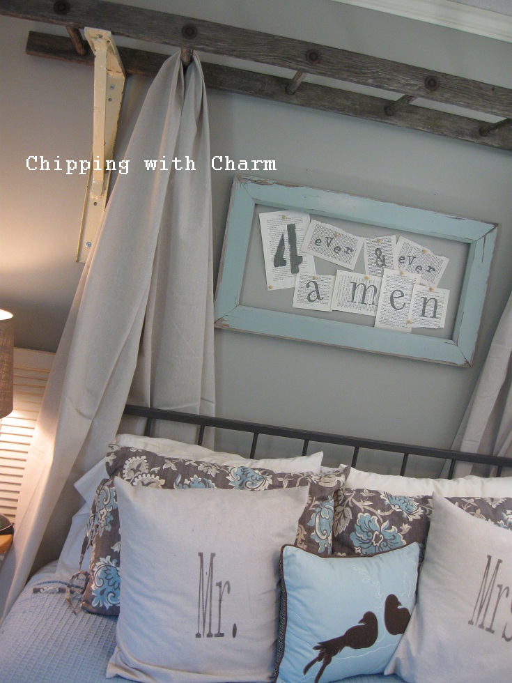 I Love That Junk Old ladder canopy headboard Chipping with Charm