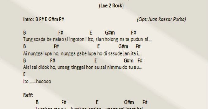 Chord Lirik Lagu Batak Chord Lagu Gabe Lupa Lae2rock Chord Lirik Lagu Batak