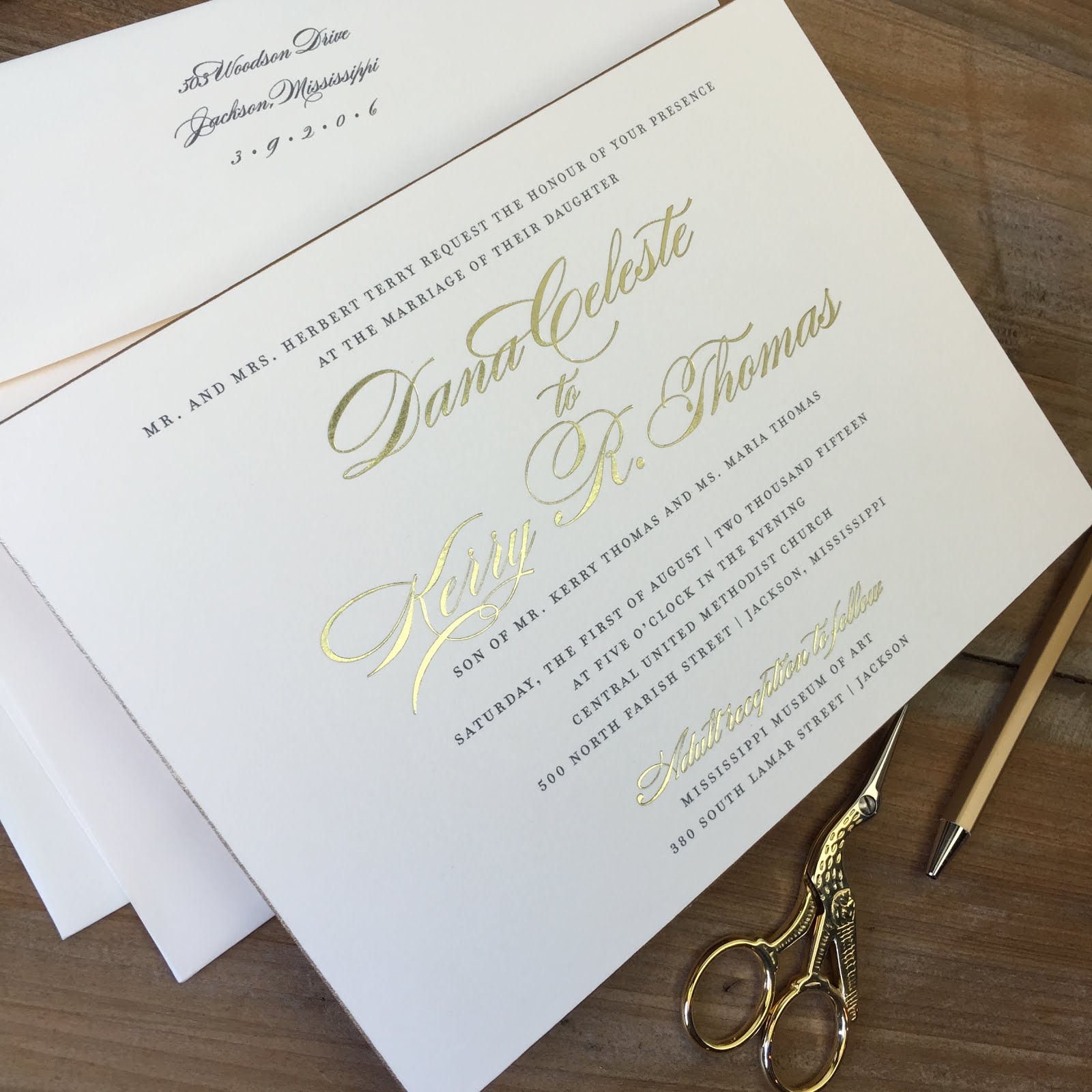 Dana Terry and Kerry Thomas Wedding Invitations Fresh Ink Style