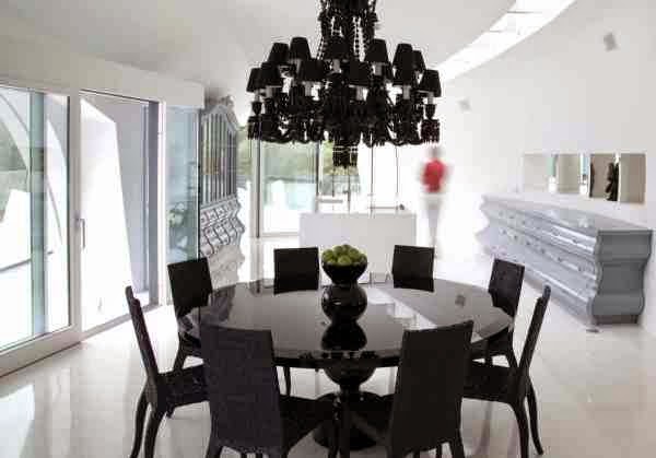 black dining room furniture in white dining room design
