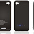 COVER BATTERIA ESTERNA PER IPHONE 4G 4S NERO1900 mAh