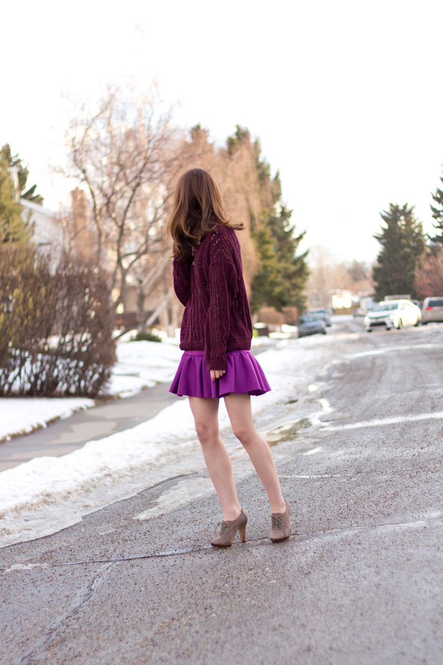 date outfit, valentines outfit, galentines, frilled skirt, oxford booties, calgary fashion