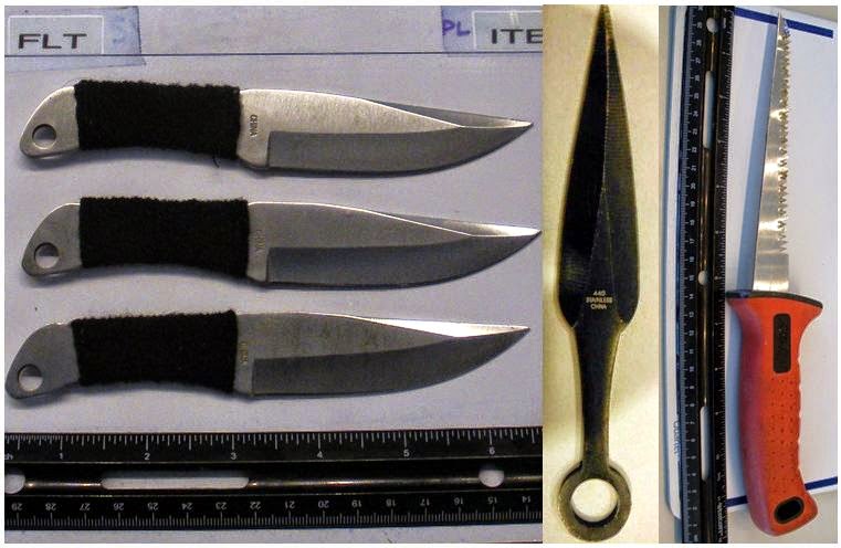 Knives discovered at (L-R) JFK, IAH, JFK