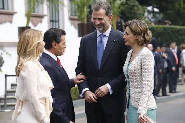 King Felipe VI of Spain and Queen Letizia of Spain, Enrique Peña Nieto, President of Mexico and Angelica Rivera, First Lady of Mexico, during a reception given by Mexican President Enrique Peña Nieto and his wife First Lady Angelica Rivera 