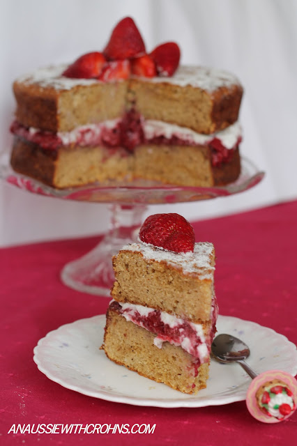 An Aussie With Crohns: Strawberry Cream Sponge Cake (Paleo ...