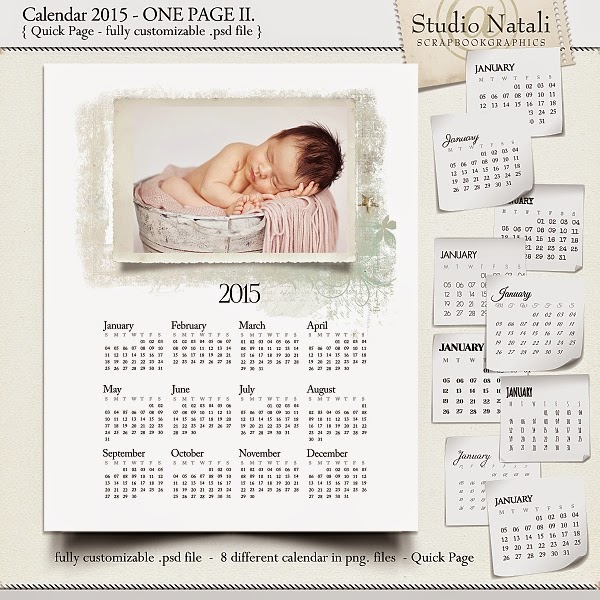 single page calendar 2015