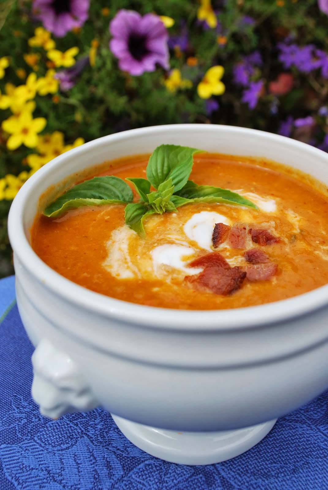 Scrumpdillyicious Spicy Red Lentil Soup with Bacon, Cumin & Harissa