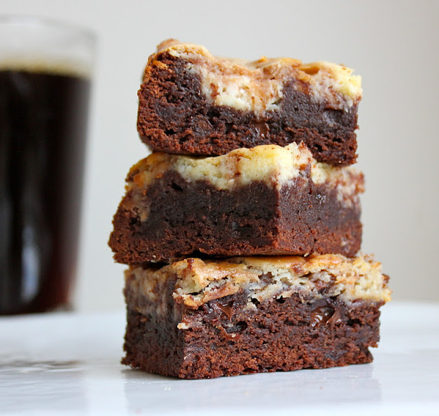 beurrista triple chocolate cream cheese brownie